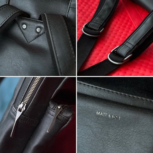 Matt & Nat PAXX Black Vegan Leather Laptop Backpack - Picture 5 of 7